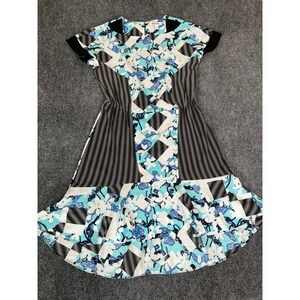 Peter Pilotto Target Dress Women's Abstract Print Blue BlackHighLow Dress Size 6